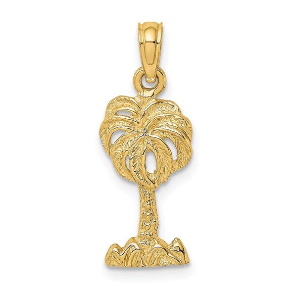 14k Yellow Gold 2-D Palm Tree Charm
